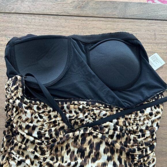 Carmen Marc Valvo Zanzibar Leopard-Print Shirred Maillot Swimsuit - Picture 11 of 11